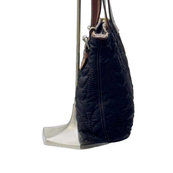 FOSSIL Women's Key-Per Quilted Black Tote Bag Leather Trim & Polka Dot Lining - Picture 6 of 14